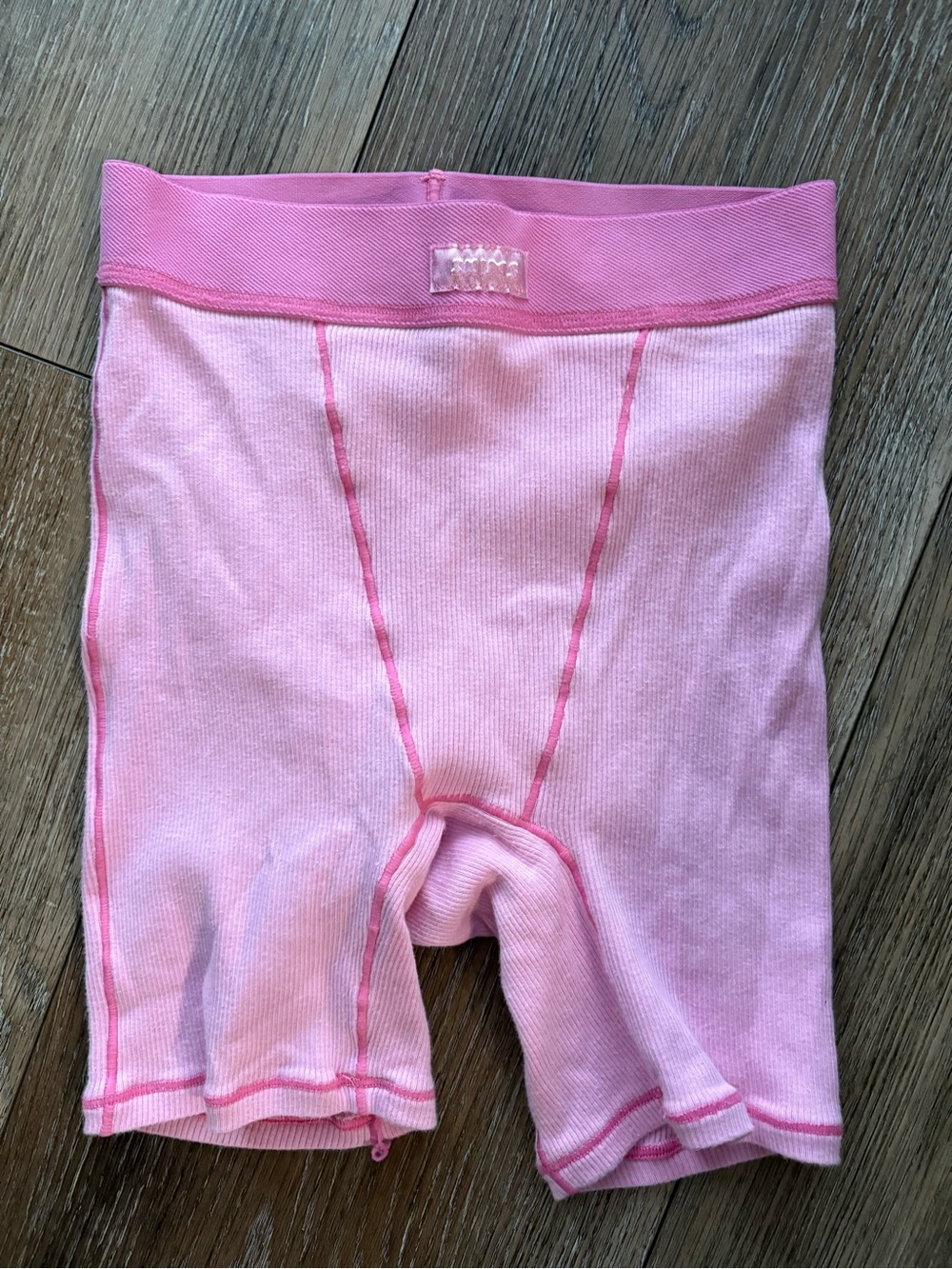 SKIMS Pink Seamless Ribbed boxers Shorts
